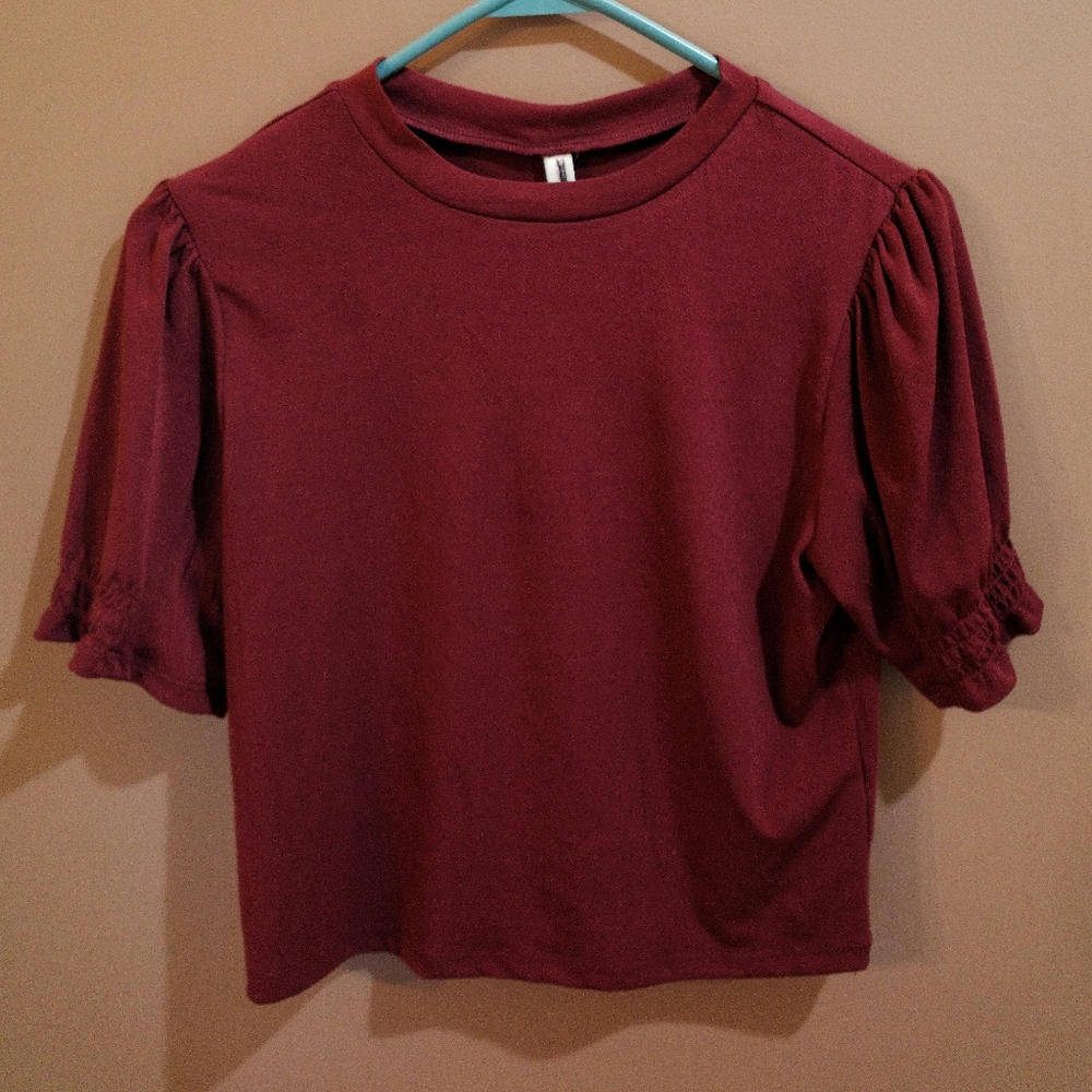Dark red Xhilaration shirt with puffed sleeves